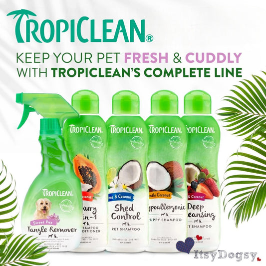 Tropiclean Shampoo Conditioner Detangler for Dog Cat Puppy Kitten